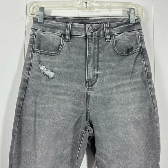 American Eagle Curvy High rise Gray Jegging Distressed Size 4 Next Level Stretch - Picture 2 of 13